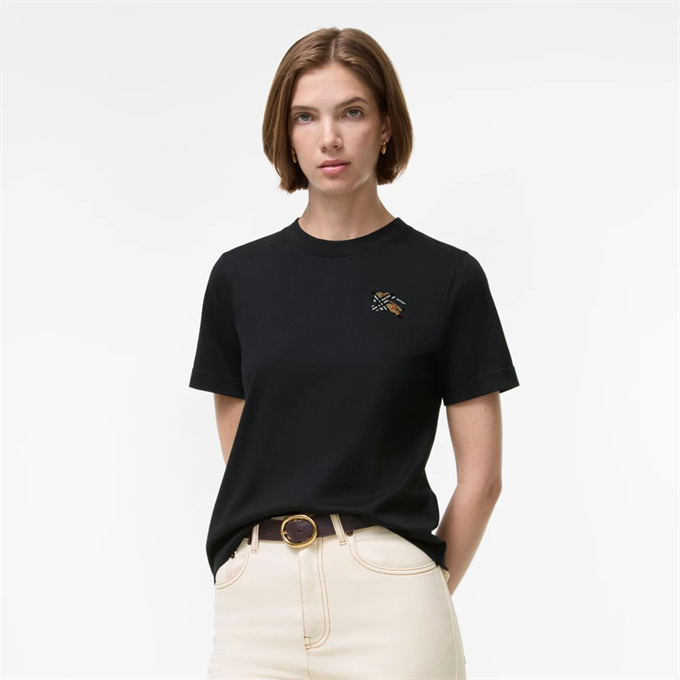 burberry check ekd embroidery cotton t-shirt